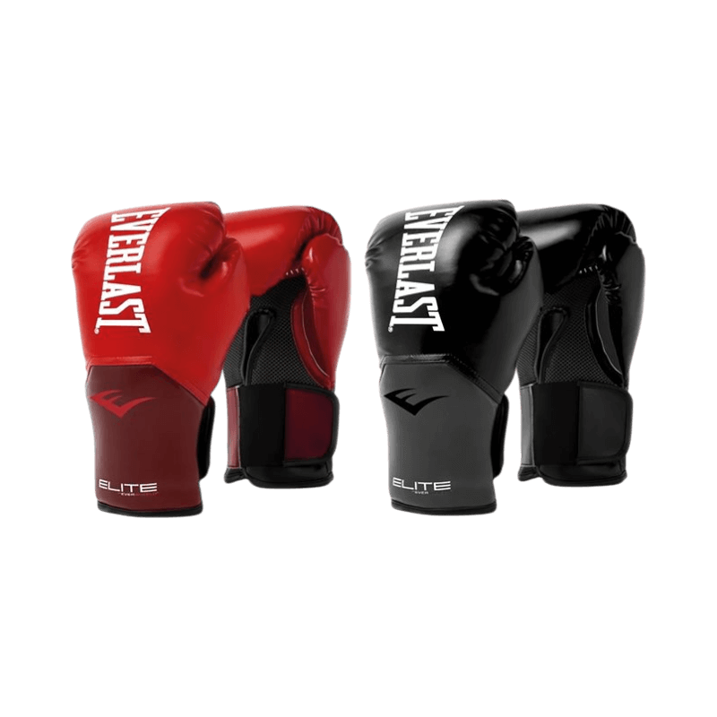 Everlast Elite Pro Style boxningshandskar i rött och svart, designade för komfort och prestanda under träning