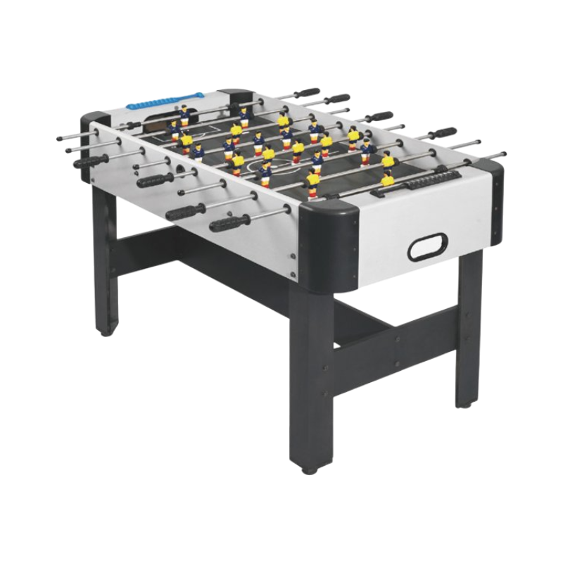 Klassiskt fotbollsspel med vit och svart design, mått 122x61 cm, idealisk för hemmabruk.