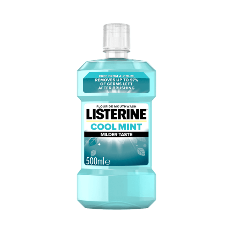 Listerine Cool Mint fluorskölj för fräsch andedräkt och reducering av bakterier