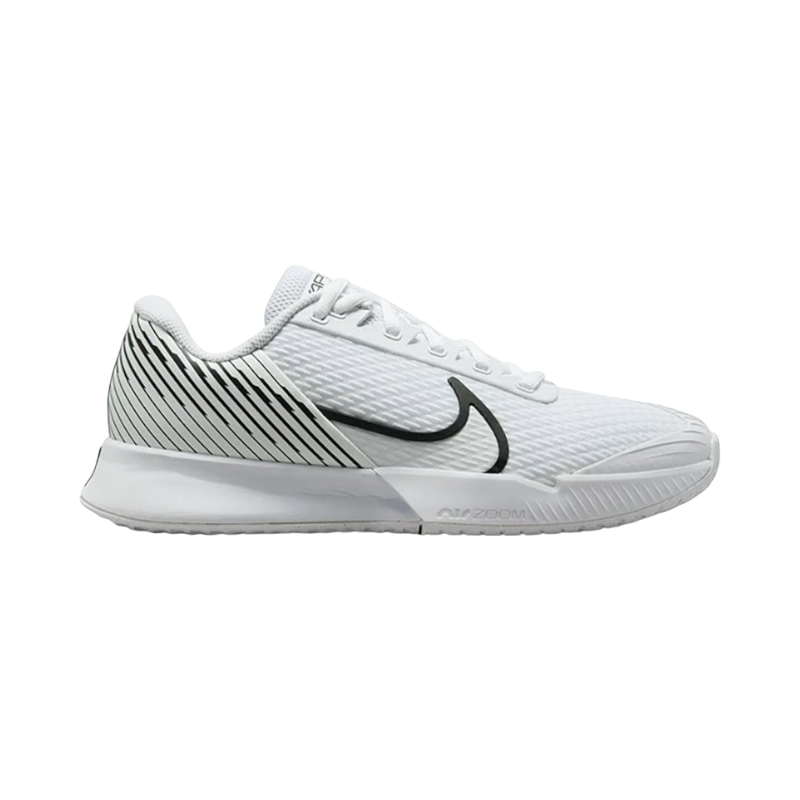 Nike Zoom Vapor Pro 2 HC tennissko för damer i vitt med svart logotyp och randigt hälparti