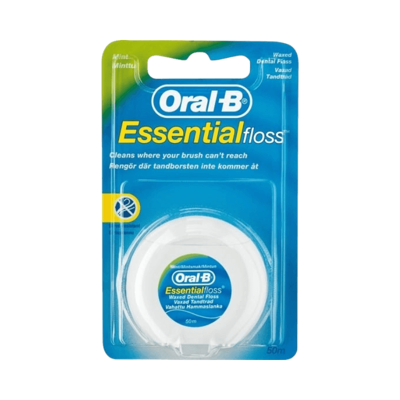 Oral-B Essential Floss vaxad tandtråd med frisk mintsmak, 50 m för grundlig rengöring