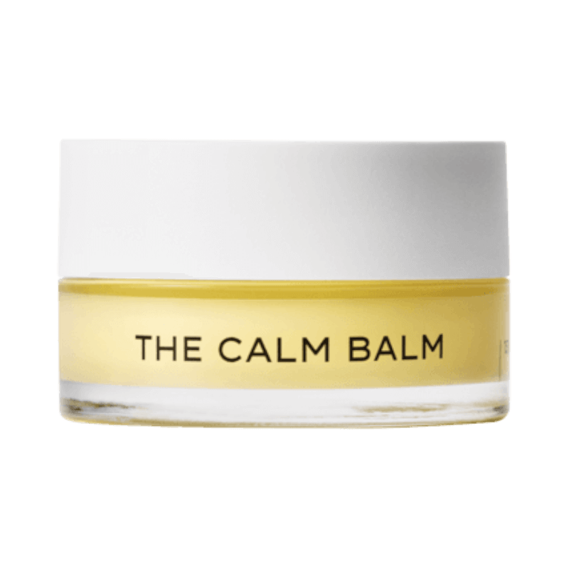 The Calm Balm från Mantle i glasburk med vit lock, lugnande multiprodukt för torr hud, 15 ml.