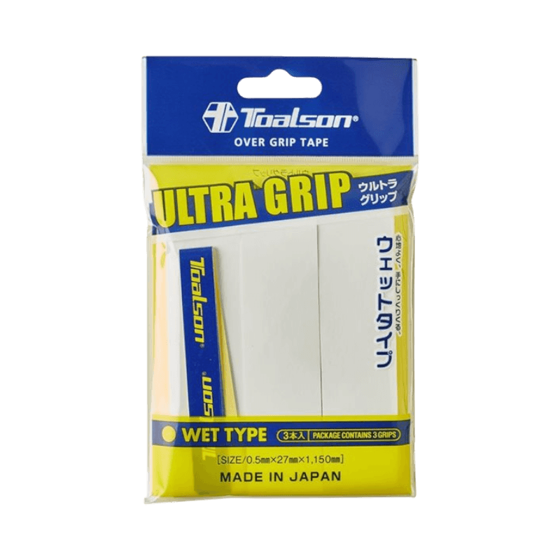 Toalson Ultra Grip 3-pack vita grepplindor för padel, extra greppvänliga och svettabsorberande.