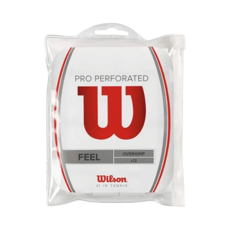 Wilson Pro Perforated Overgrip 12-pack grepplindor för padel, utformade för maximal känsla och ventilation.