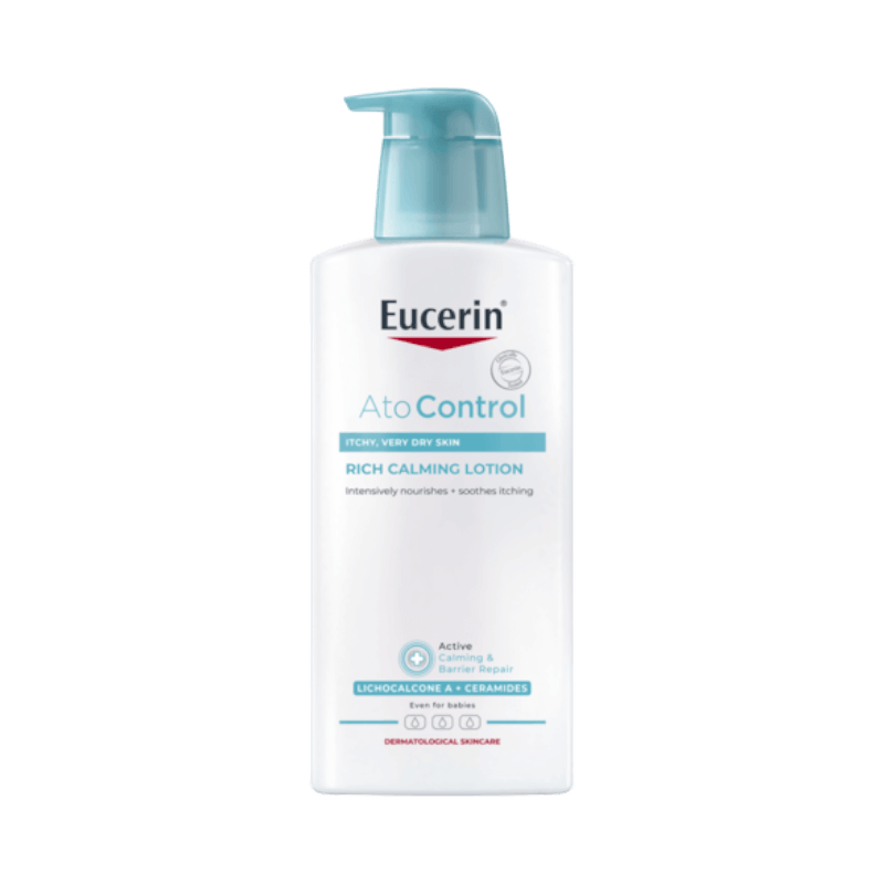 Eucerin AtoControl Rich Calming Lotion 400 ml, lugnande hudlotion för mycket torr och kliande hud.