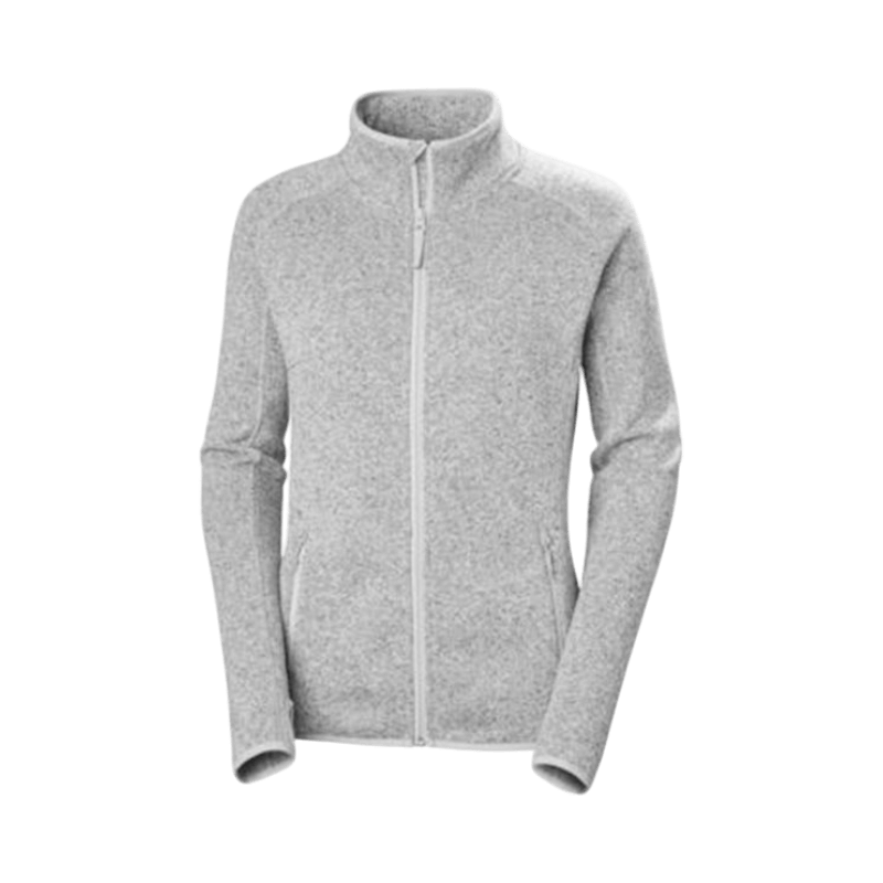 Ljusgrå fleecejacka från Helly Hansen med hel dragkedja, optimal för lager-på-lager.