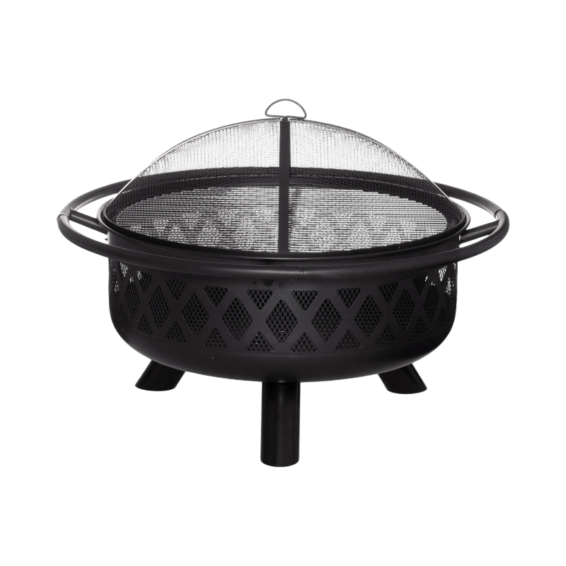 Stor Mustang Livingston eldstad på 91 cm med robust galler för ved och grillning.