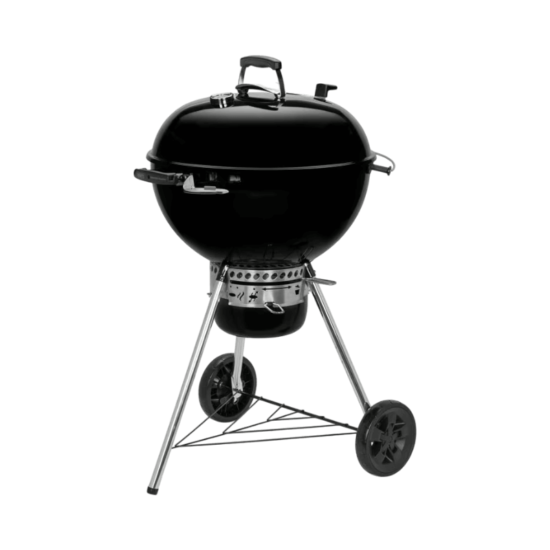 Weber klotgrill med termometer och GBS-system – klassisk design för avancerad kolgrillning.